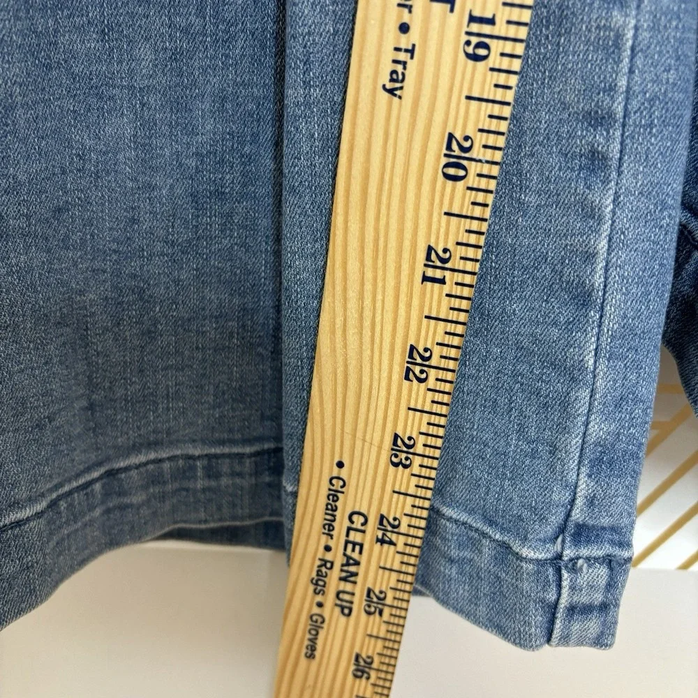 Lands' End Mid Rise Wide Leg Crop Jeans Light Blue Denim Lightweight Trouser 14P
